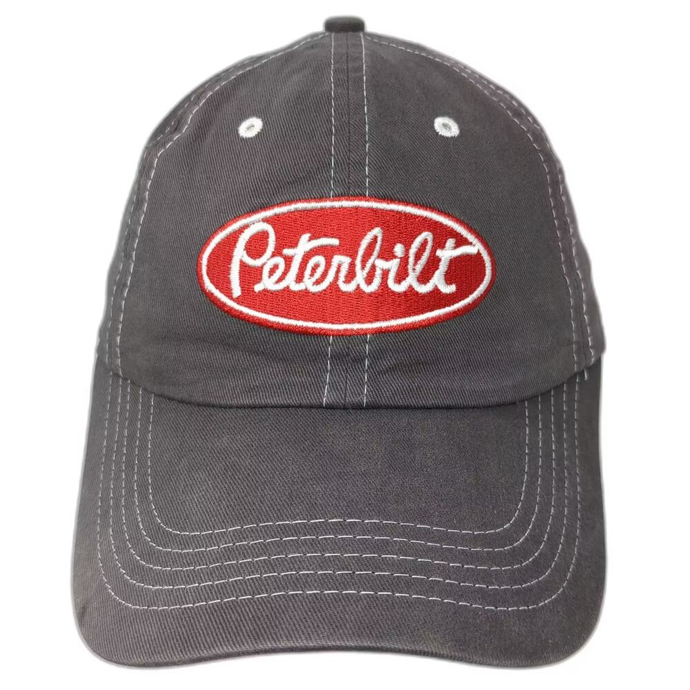 Peterbilt Gray Baseball Cap One Size Adjustable Strapback Embroidered Logo Hat